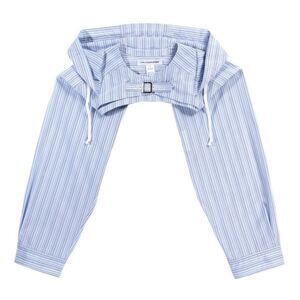 RARE COMME DES GARÇONS Blue & White Striped Bolero Hooded Shirt